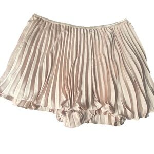 Anthropologie Pleated Satin Mini Skirt Shorts Women’s XXL Pink Rose Skort Pocket